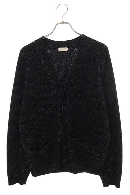 SAINT LAURENT PARIS Black Lurex Wool Cashmere Blend Size L