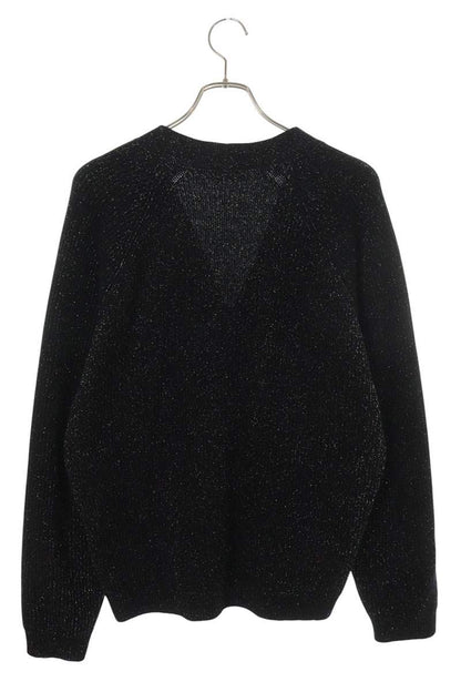 SAINT LAURENT PARIS Black Lurex Wool Cashmere Blend Size L