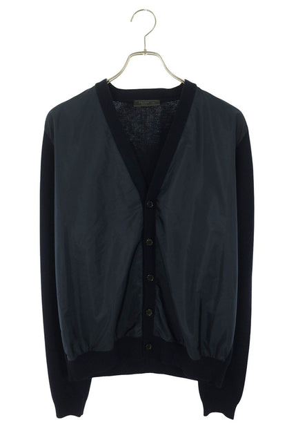 PRADA Nylon Panel Wool Cardigan Navy Size 46