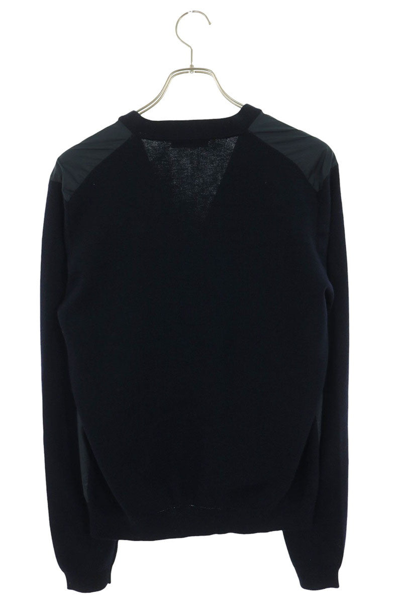 PRADA Nylon Panel Wool Cardigan Navy Size 46