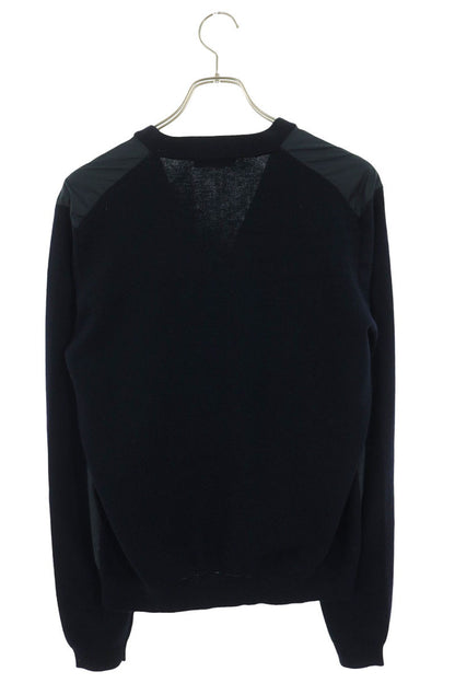 PRADA Nylon Panel Wool Cardigan Navy Size 46