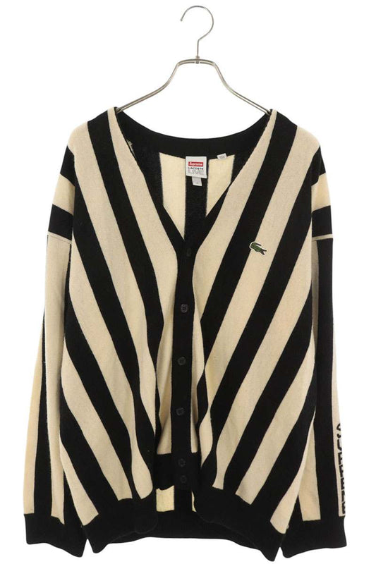 SUPREME 19AW x Lacoste Stripe Cardigan Wool Blend Size XL