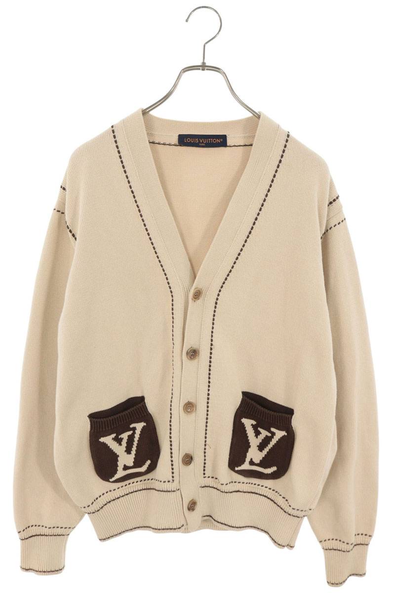 LOUISVUITTON 24AW Signature LV Logo Cotton Blend Cardigan Size L
