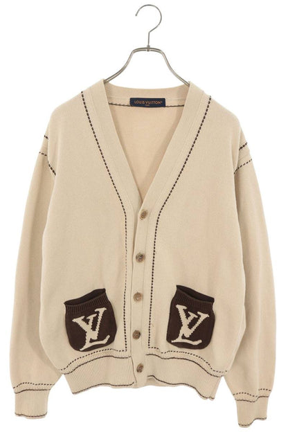 LOUISVUITTON 24AW Signature LV Logo Cotton Blend Cardigan Size L