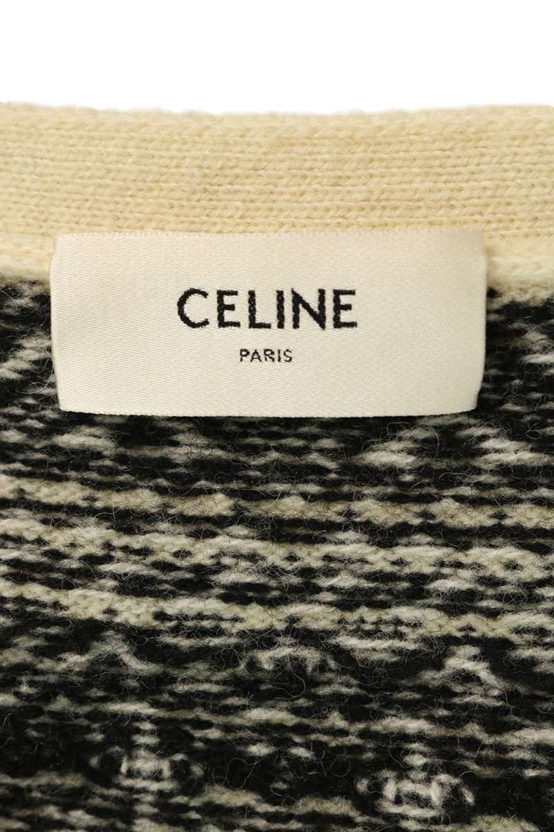 CELINE Wool Jacquard Loose Cardigan Multi Size S