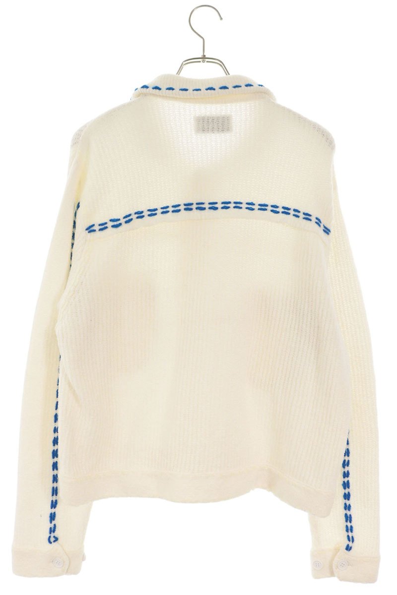 PHINGERIN Stitch Design Knit Cardigan White Size S