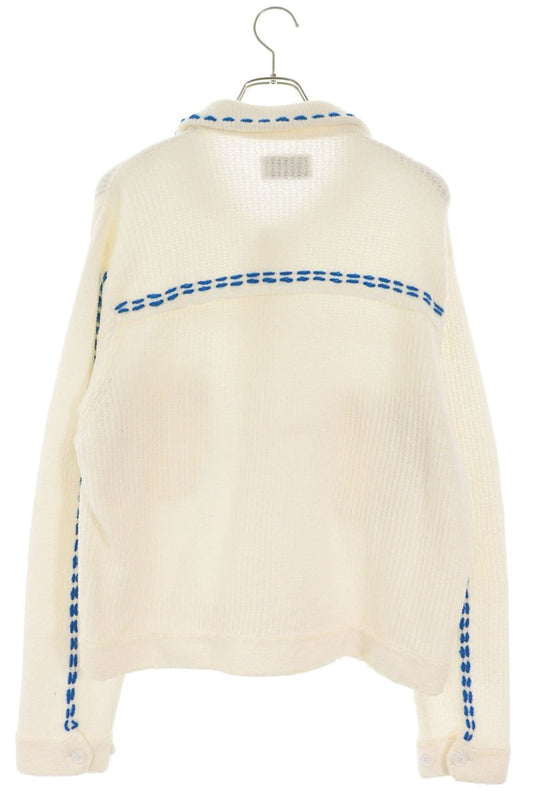 PHINGERIN Stitch Design Knit Cardigan White Size S