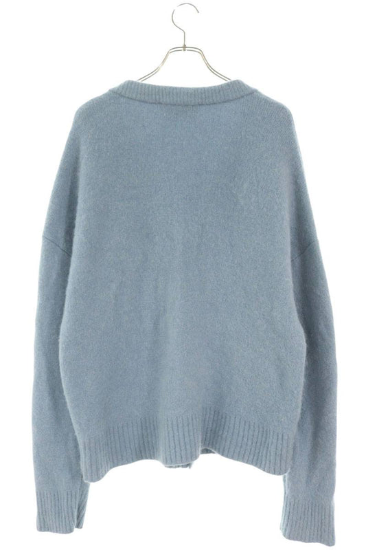 AMI Alexandre Mattiussi Heart Logo Light Blue Cardigan Size M