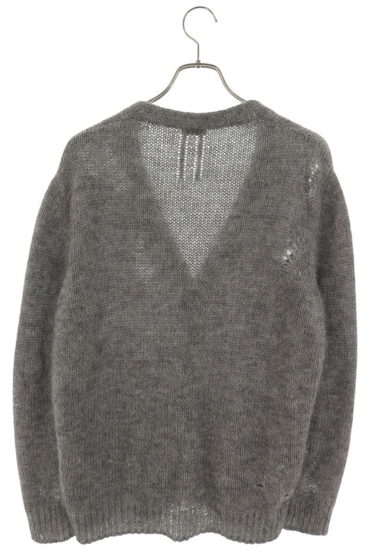SAINT LAURENT PARIS Distressed Mohair Cardigan Gray Size XS