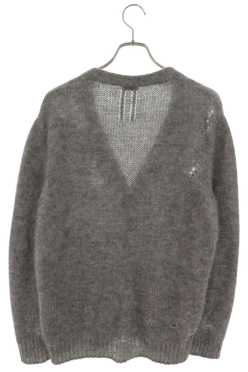 SAINT LAURENT PARIS Distressed Mohair Cardigan Gray Size XS