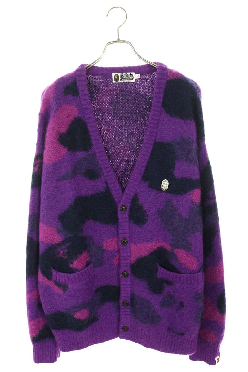 A BATHING APE Camo Wool Mohair Cardigan Size XL