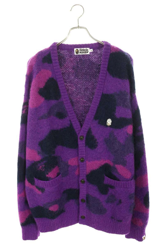 A BATHING APE Camo Wool Mohair Cardigan Size XL