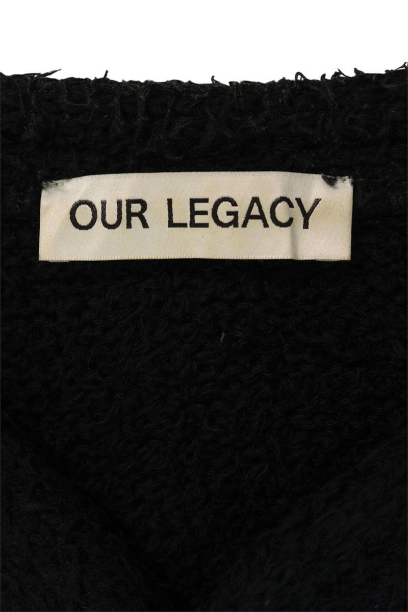 OUR LEGACY Black Cotton Knit Cardigan Size 50