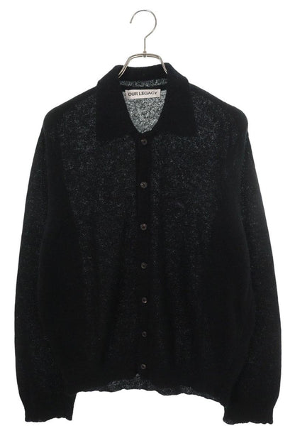 OUR LEGACY Evening Polo Alpaca Wool Knit Black Size 48