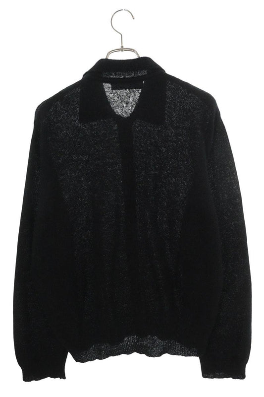 OUR LEGACY Evening Polo Alpaca Wool Knit Black Size 48