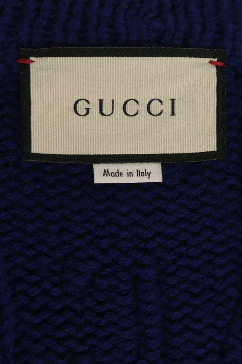 GUCCI Rhinestone Cable Knit Cardigan Blue Size S