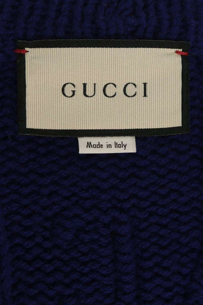 GUCCI Rhinestone Cable Knit Cardigan Blue Size S