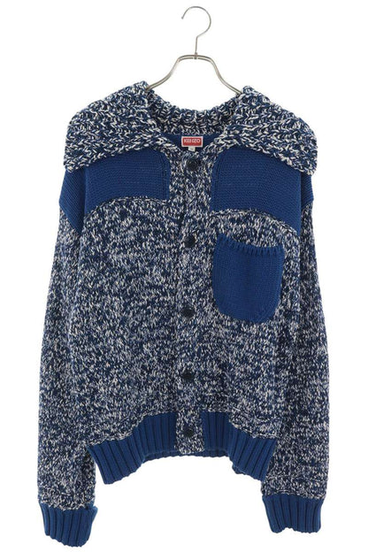 KENZO Cotton Fisherman Cardigan Blue/White Size M