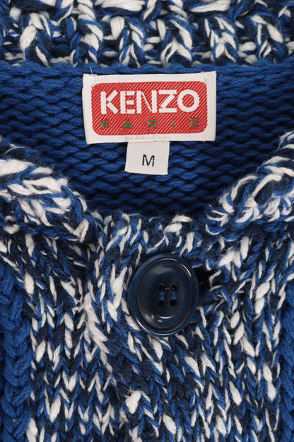 KENZO Cotton Fisherman Cardigan Blue/White Size M