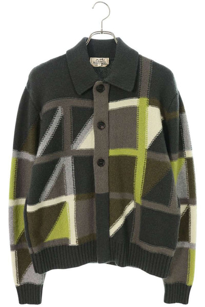 HERMES 25AW Geometric Variable Cardigan Green Size S