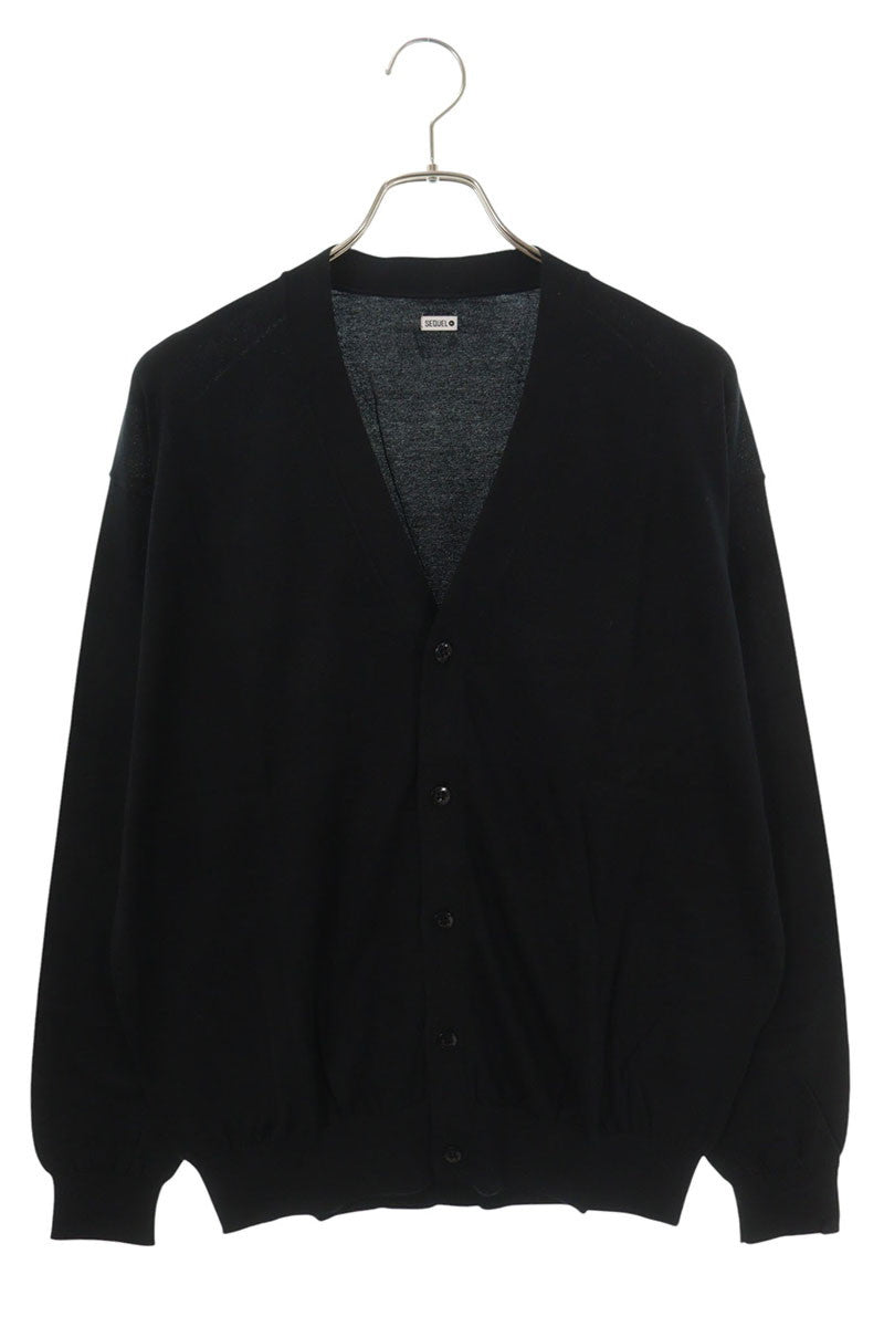 SEQUEL 25AW Logo Print Cotton Knit Cardigan Black Size S