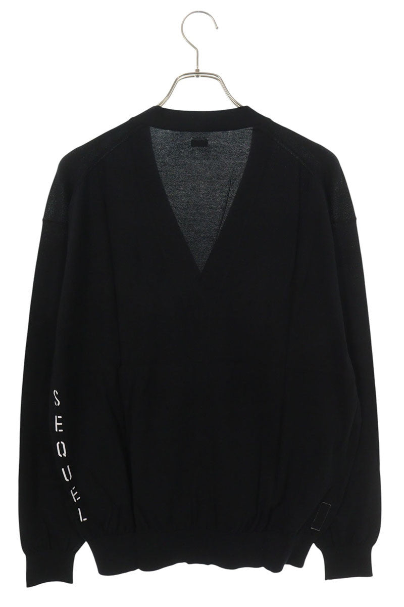 SEQUEL 25AW Logo Print Cotton Knit Cardigan Black Size S