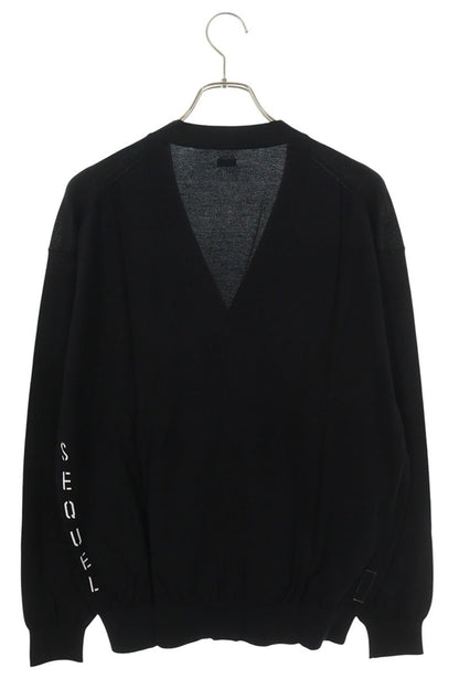 SEQUEL 25AW Logo Print Cotton Knit Cardigan Black Size S