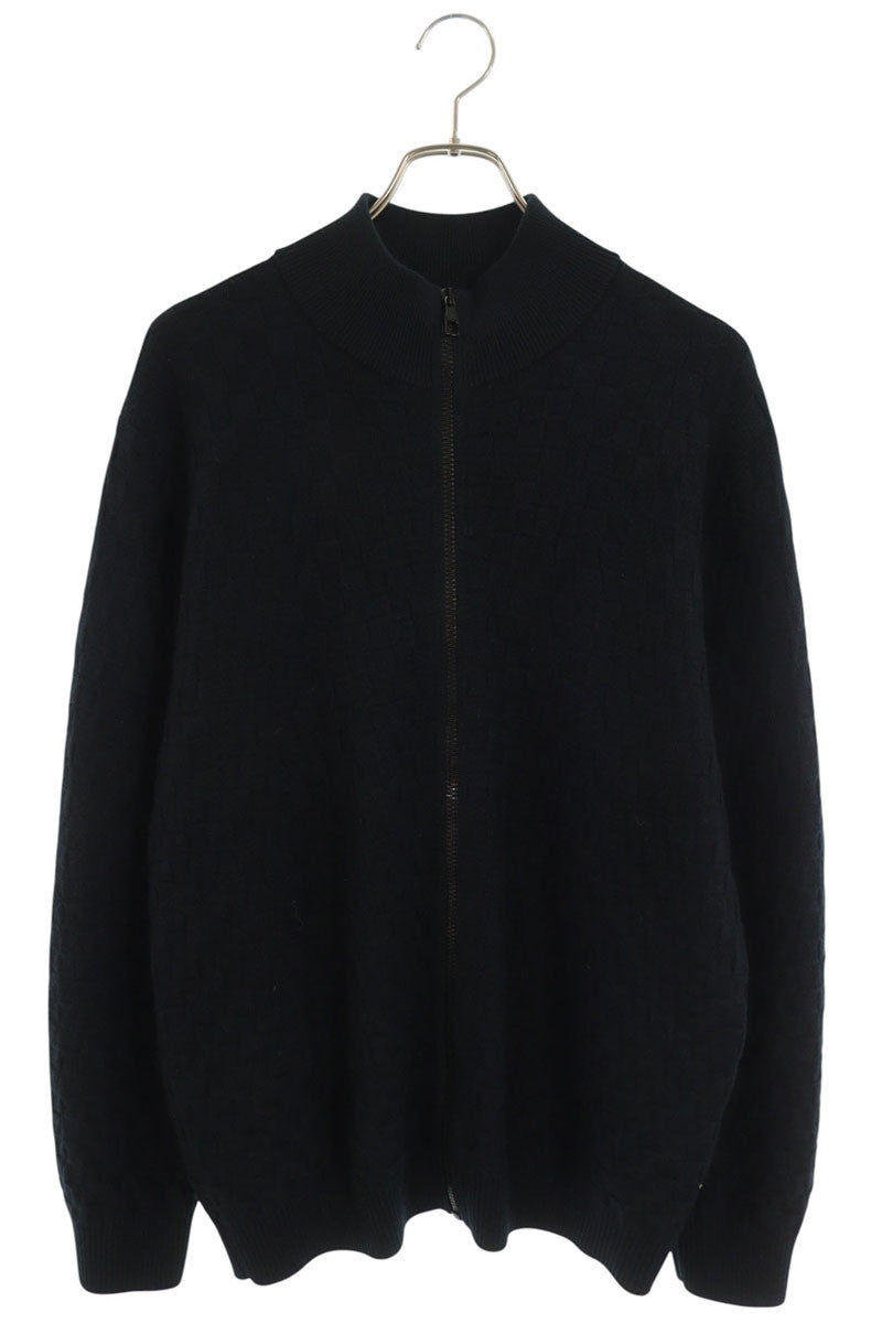 LOUISVUITTON Wool Zip-Up Cardigan Navy Size L