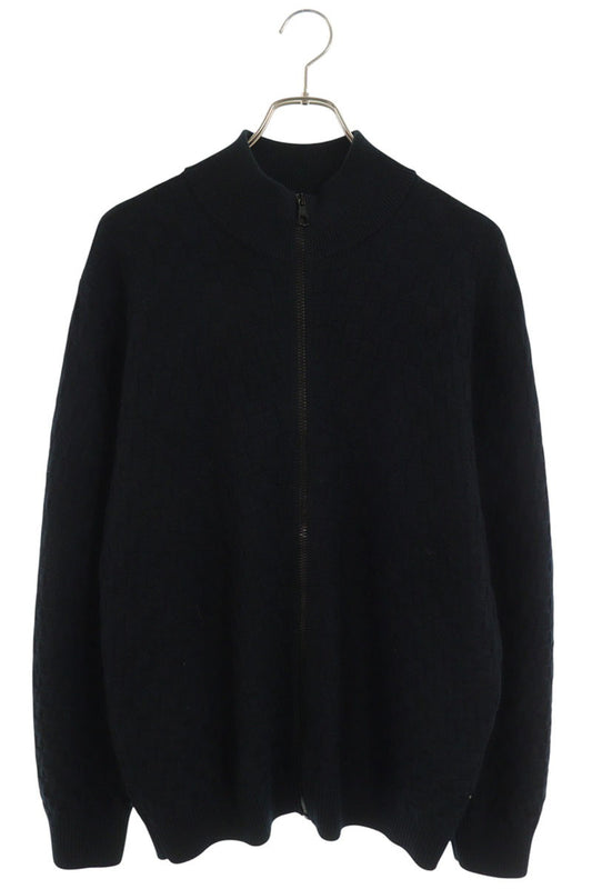 LOUISVUITTON Wool Zip-Up Cardigan Navy Size L