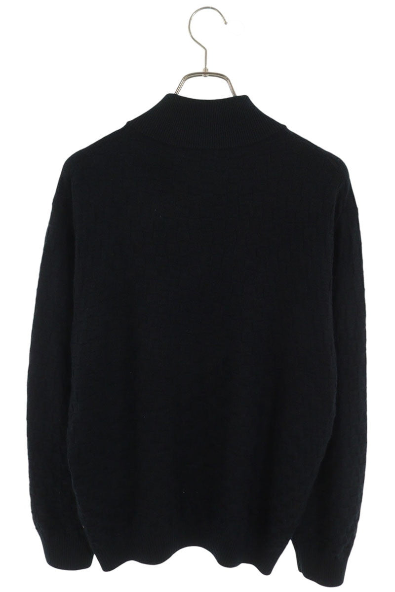 LOUISVUITTON Wool Zip-Up Cardigan Navy Size L