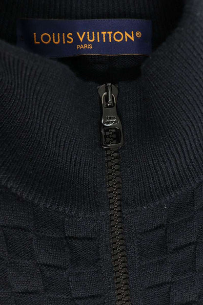 LOUISVUITTON Wool Zip-Up Cardigan Navy Size L