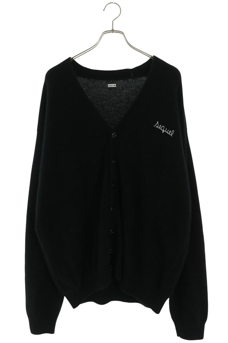 SEQUEL Logo Embroidered Knit Cardigan Black Size L