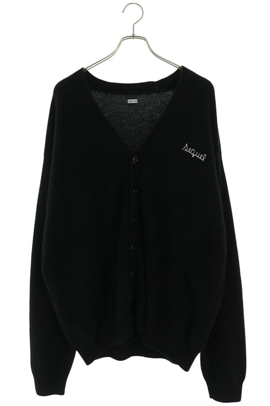 SEQUEL Logo Embroidered Knit Cardigan Black Size L