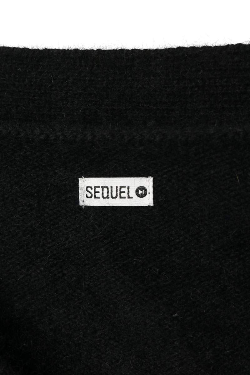 SEQUEL Logo Embroidered Knit Cardigan Black Size L