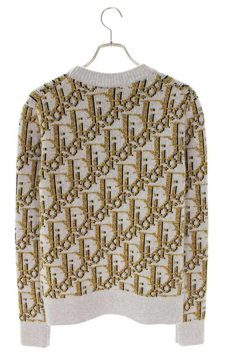 DIOR Oblique All-Over Pattern Crewneck Knit Gray Size S