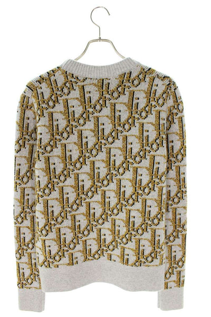 DIOR Oblique All-Over Pattern Crewneck Knit Gray Size S