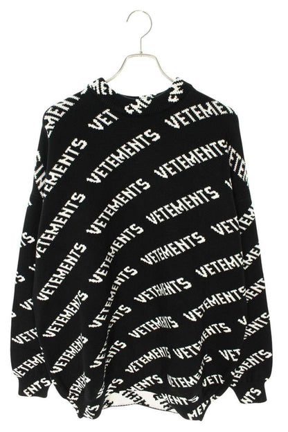 Vetements 25SS Logo All-Over Print Knit Sweater Black Size M