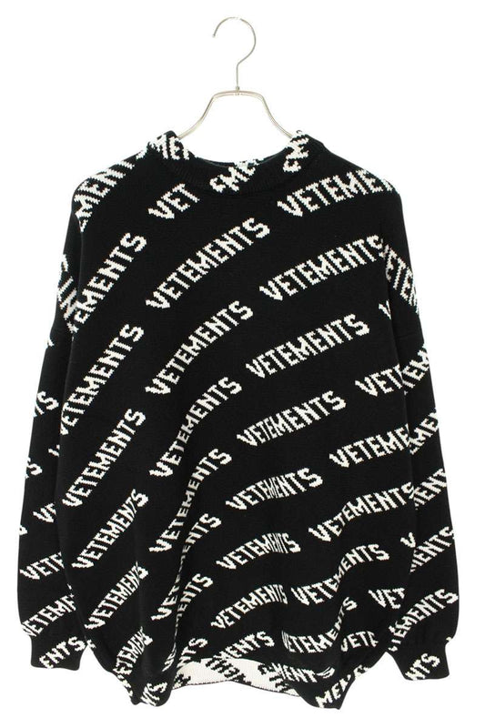 Vetements 25SS Logo All-Over Print Knit Sweater Black Size M
