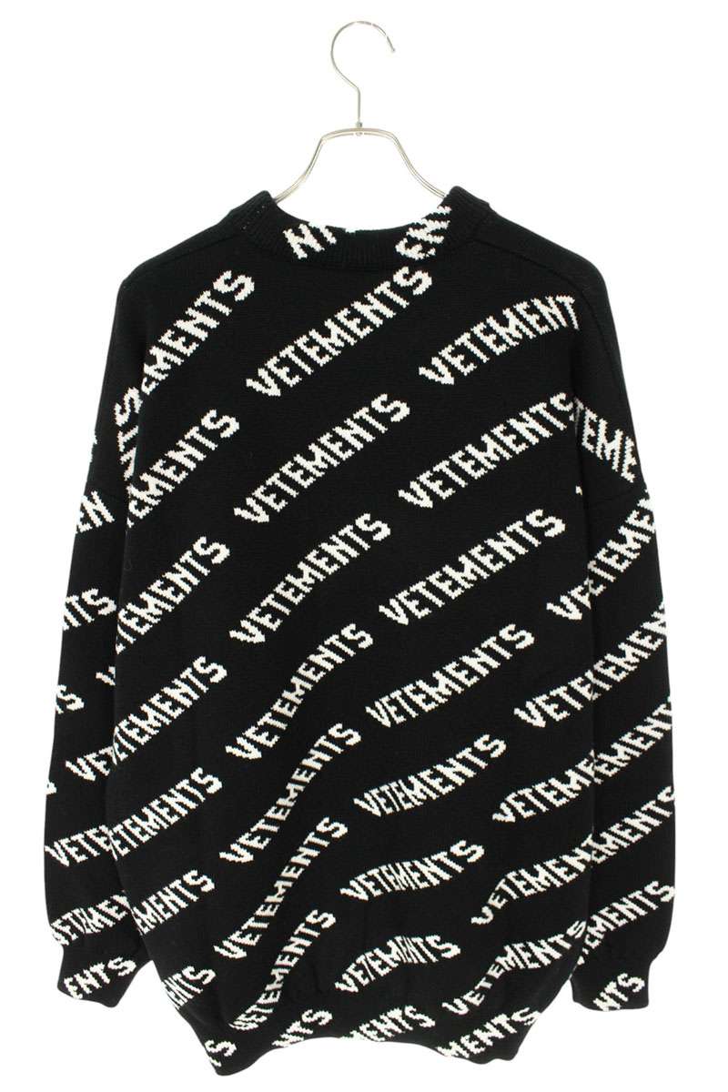Vetements 25SS Logo All-Over Print Knit Sweater Black Size M