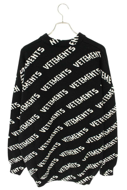 Vetements 25SS Logo All-Over Print Knit Sweater Black Size M