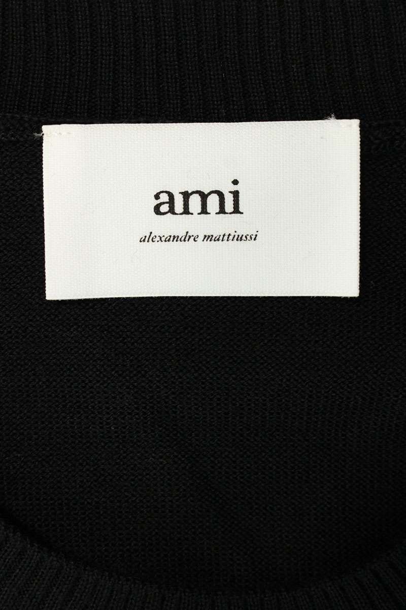 AMI 25SS Embroidered Crewneck Knit Sweater Black Size XL