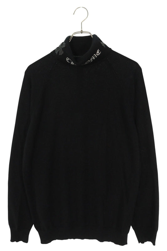 Chrome Hearts CH Leather Logo Cashmere Knit Sweater Black Size M