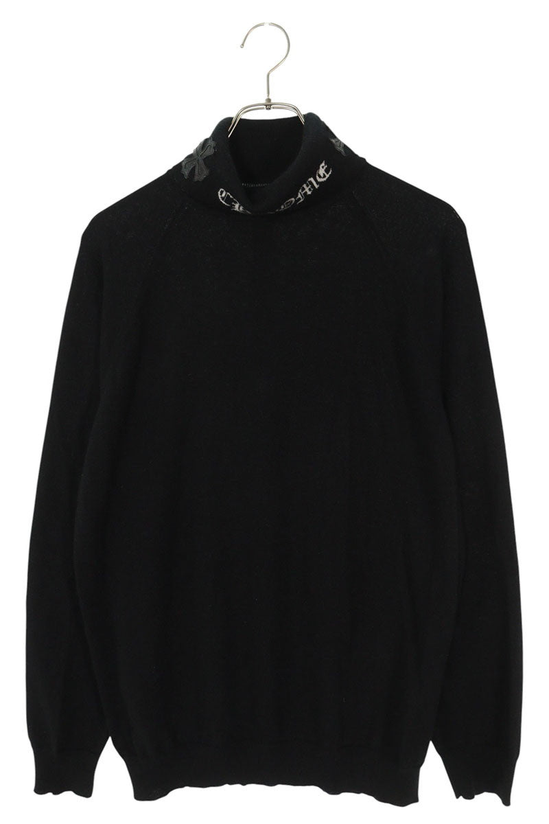 Chrome Hearts CH Leather Logo Cashmere Knit Sweater Black Size M