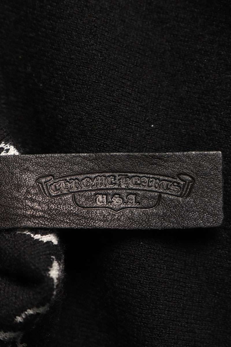 Chrome Hearts CH Leather Logo Cashmere Knit Sweater Black Size M