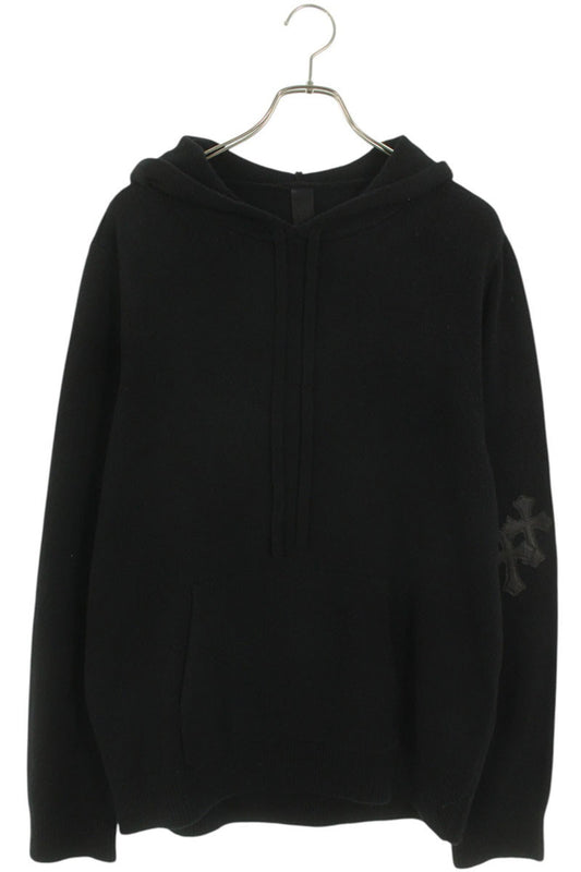 Chrome Hearts CH Cross Leather Patch Cashmere Hoodie Size M