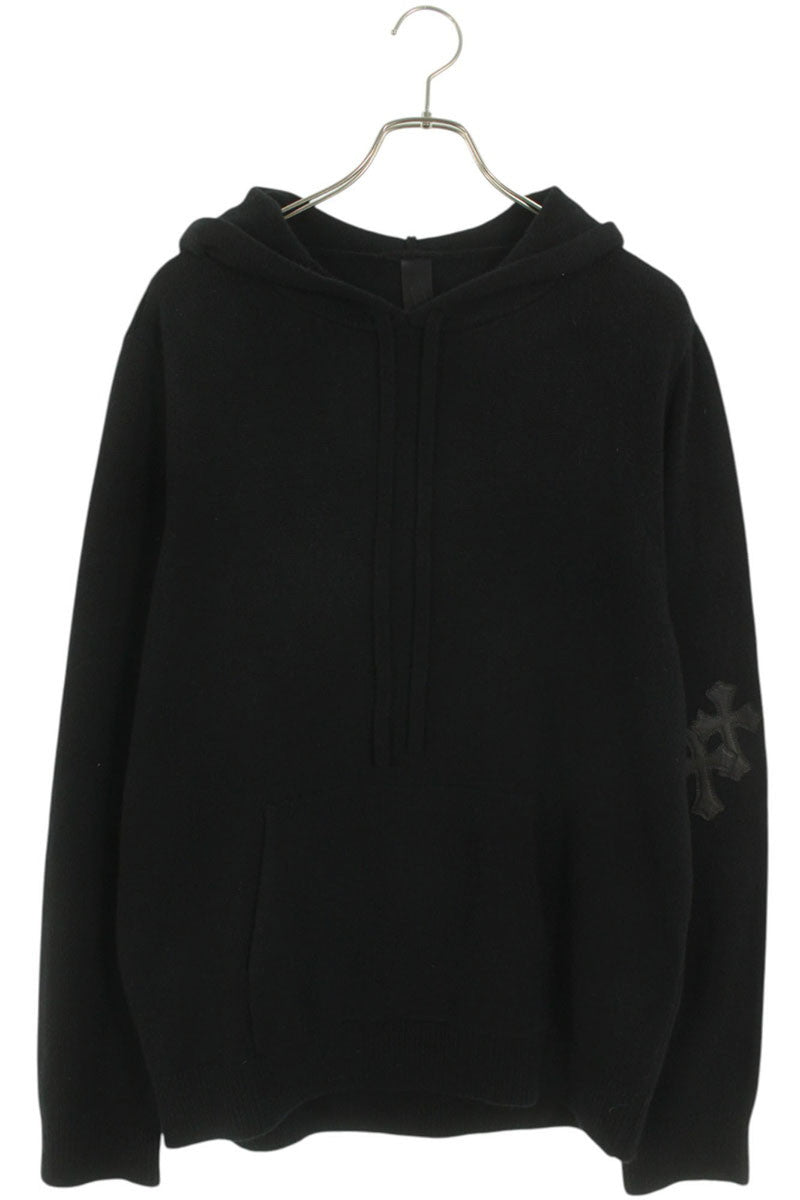Chrome Hearts CH Cross Leather Patch Cashmere Hoodie Size M