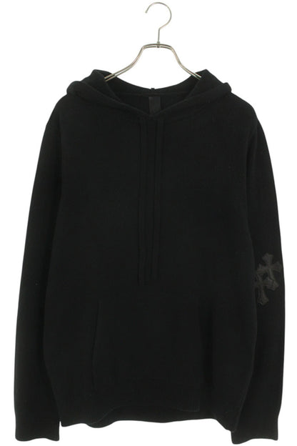 Chrome Hearts CH Cross Leather Patch Cashmere Hoodie Size M