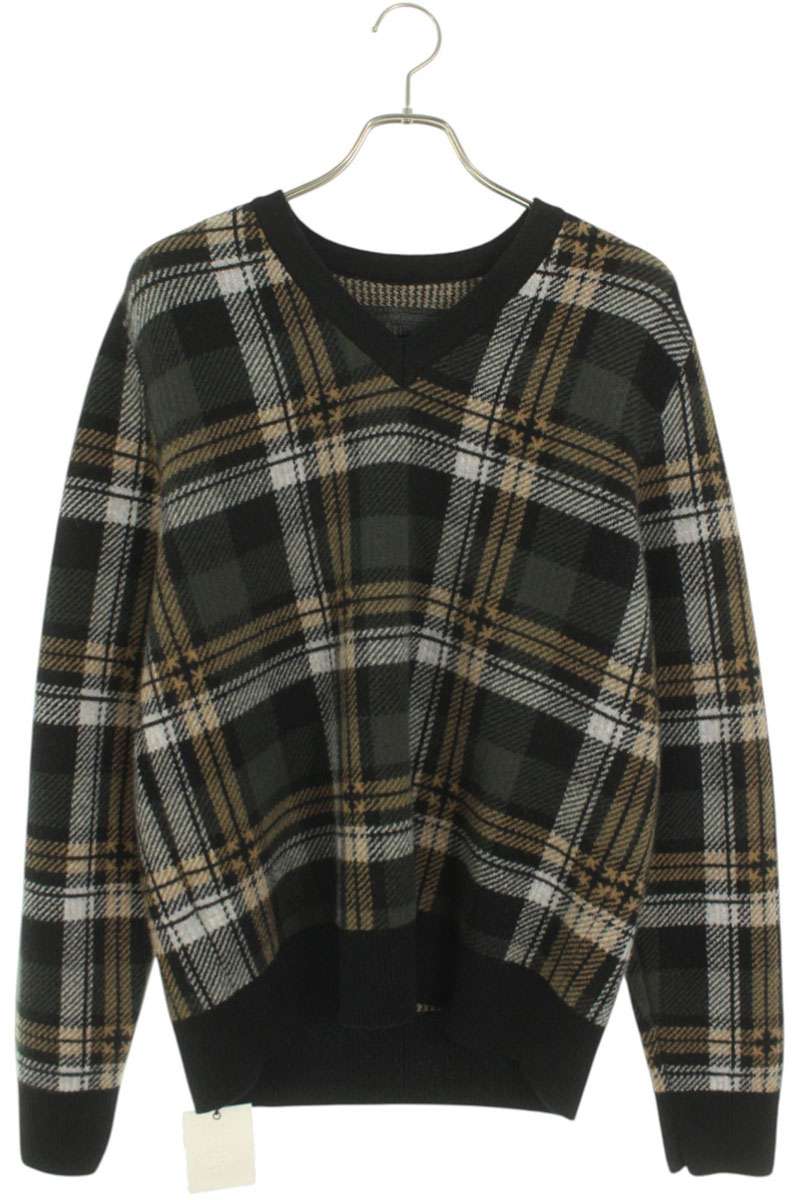 Chrome Hearts BIG CITY Check Pattern V-Neck Knit Size M