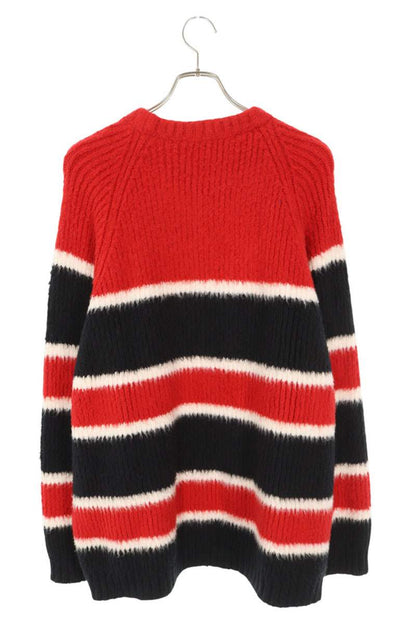 CELINE Stripe Border Crewneck Knit Red Size XL