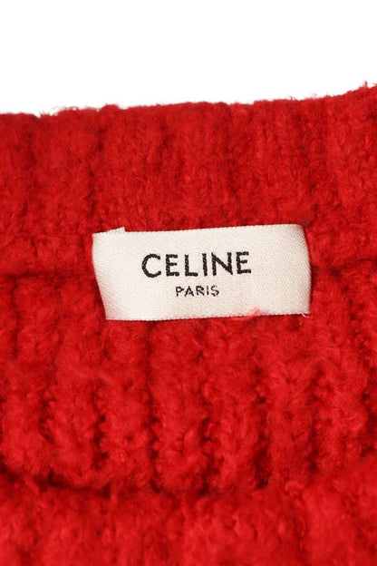 CELINE Stripe Border Crewneck Knit Red Size XL